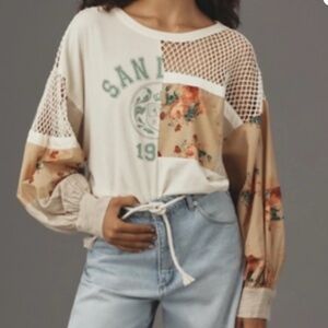 Pilcro NWOT White Floral Patchwork Sweatshirt
